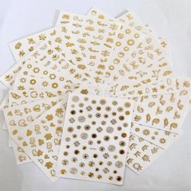 16 Sheets Gold Nail Art Stickers(G25)
