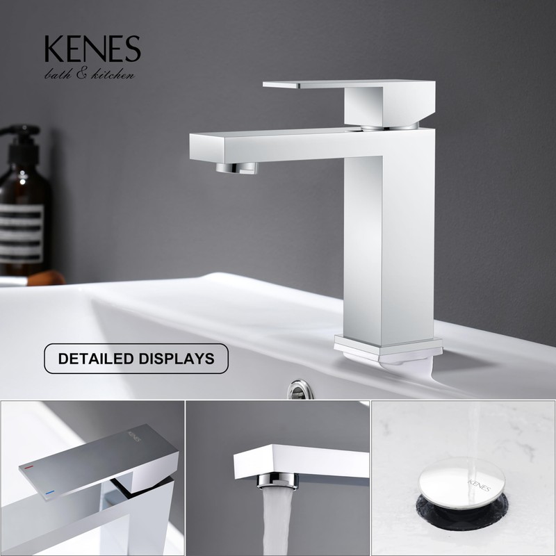 KENES Chrome Bathroom Faucet Single Handle Bathroom Sink Faucet Lavatory