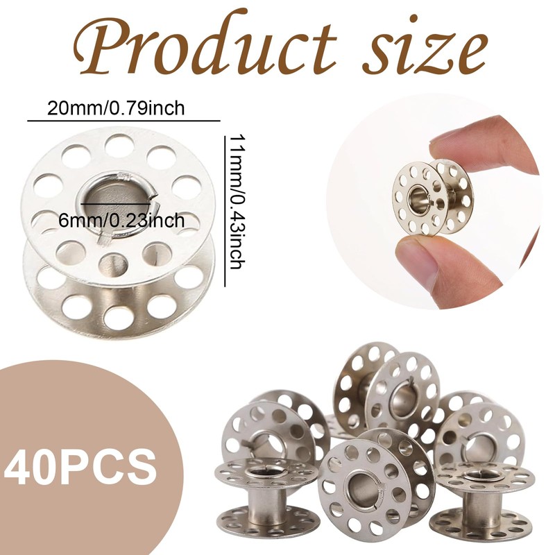 Gzcnsel 40-Pack Metal Sewing Machine Bobbins for Juki DDL-5550, 8300,