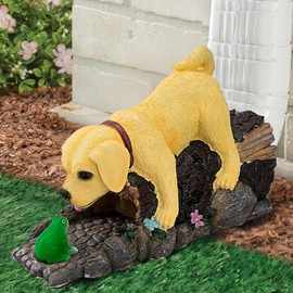 Noegrus Real Dog Gutter Downspout Extender Statue, Garden Animal Decor Gutter Extension, Splash Block, Eco-Friendly Resin, Outdoor Decor Sculpture, Gutter Diverter Rain Perfect for 3"x4" Downspout