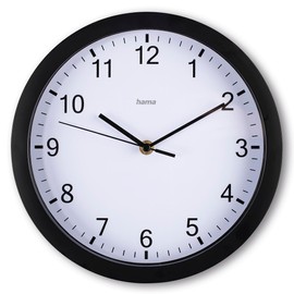 Hama Wall Clock, Plastic Glass, Black, Normal