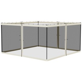 CHARMMA 13' x 13' Replacement Mesh Sidewall Netting for Patio Gazebos and Canopy Tents with Zippers (Sidewall Only), Cream