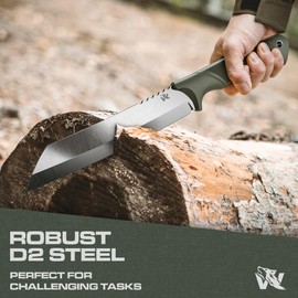 ODENWOLF W Machete - Survival Machete Full Tang with Sheath - Strong D2 Steel Knife Machete for Cutting Trees, for Yard Work, and for Bushcrafting and Big Tactical Knife with TPE-Handle