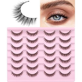Kiromiro Eyelashes Wispy 10mm False Lashes Natural Look Fluffy 3D Mink Lashes Short Strip Lashes Pack