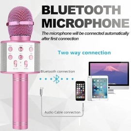 Niskite Karaoke Microphone – Play/Record – Bluetooth – Voice Changing Feature -Pink