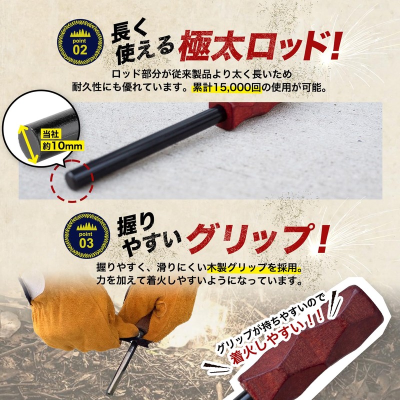 Sanroku Koubou Extra Thick Fire Starter, Easy Ignition, Lifetime Manufacturer