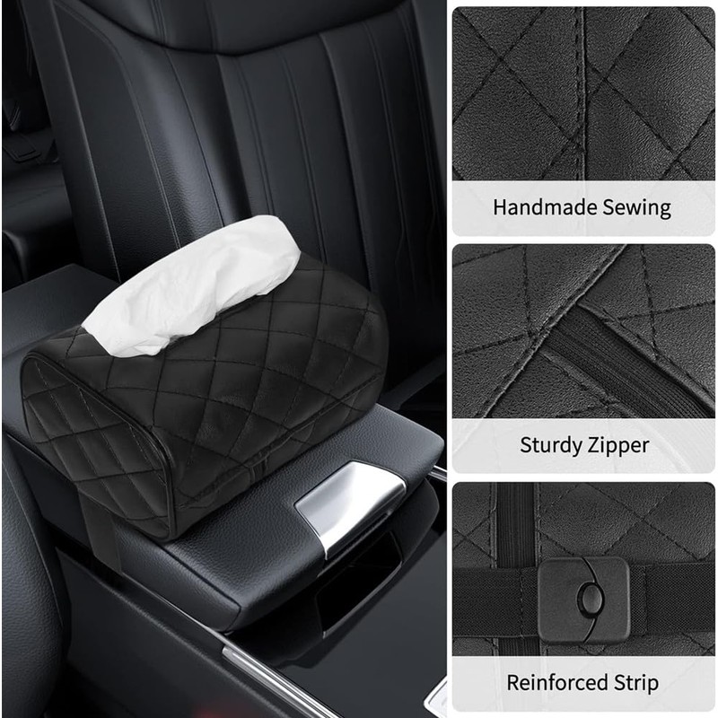 OHAOLYLE Car Tissue Holder,Multifunctional Sun Visor Tissue Box,PU Leather Universal