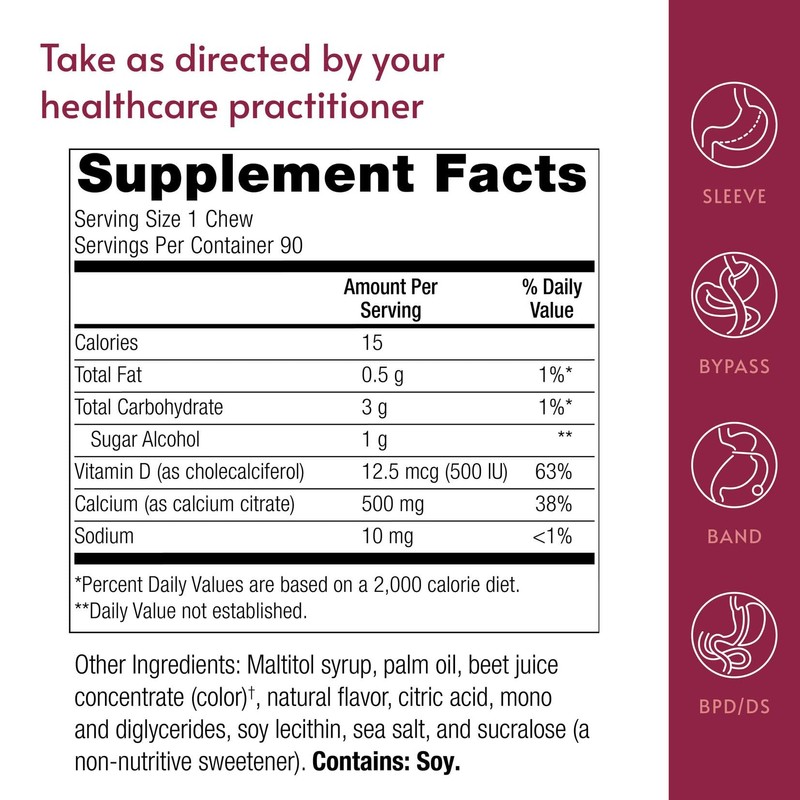 Bariatric Advantage Calcium Citrate Chewy Bites 500 mg with Vitamin