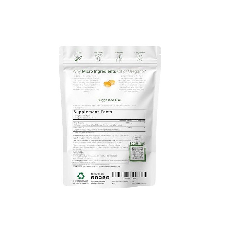 Micro Ingredients Aceite de orégano con aceite de semilla negra,