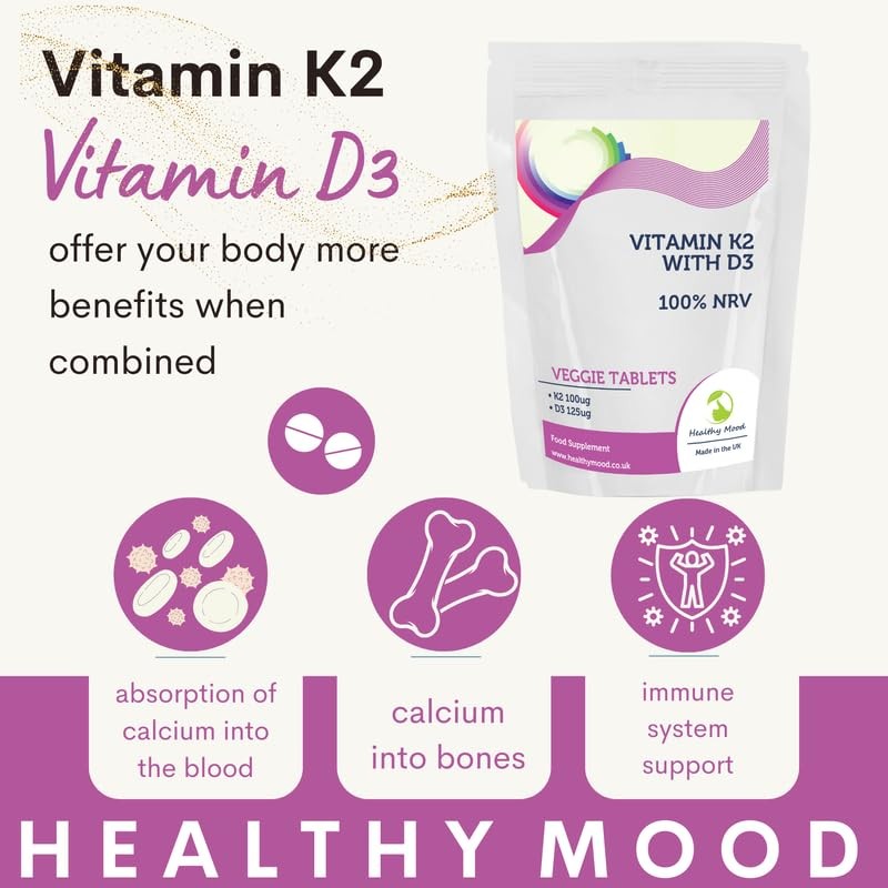 Vitamin K2 100µg with D3 125µg Tablets – High-Potency Bone