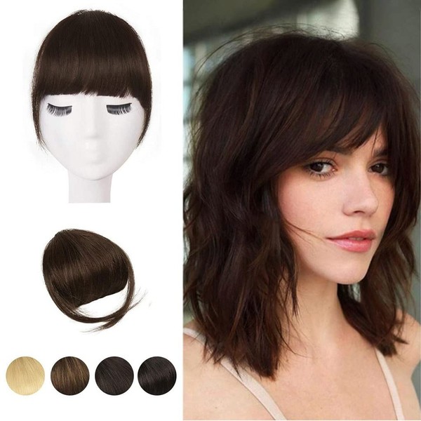 BARSDAR Clip-In Fringe Extension, 100% Remy Human Hair, Temple Bangs,