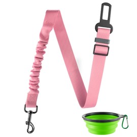 LivTee Dog Seat Belt for Car, Retractable Pet Safety Harness, Adjustable Nylon Dog Seatbelt Leash, Comfortable Dog Accessories for Vehicles (Light Pink-1PCS)