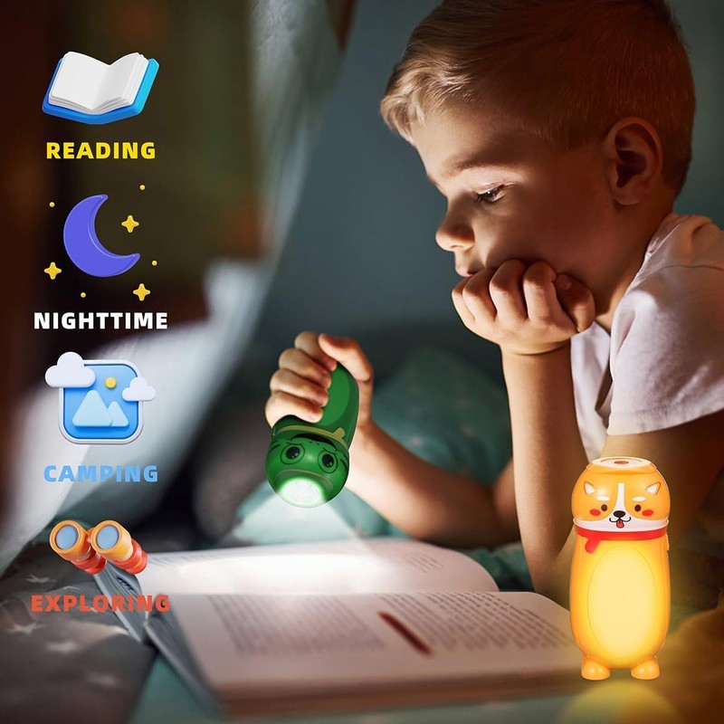 Hilngav 8 Pack Small Mini LED Flashlights for Kids- Cute