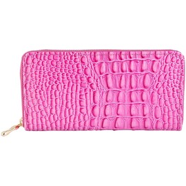 PU Leather Women's Wallet Horizontal Format with Crocodile Skin Pattern in Dimensions 20 x 494073755502 with 5 Bill Slots, 1 Coin Pocket, 8 Credit Card Slots