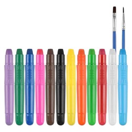Vaveren Face Paint Crayons Face Body Paint Set Kit with 2 Brushes 12 Color Washable Twistable Face Paint Sticks for Gift Cosplay Kids