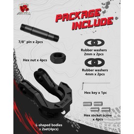 AMBULL 3/4" D Ring Separate Shackles, 52,910lbs Break Strength Easy Open Towing Winch Shackles, Heavy Duty Shackles with 7/8" Screw Pin for Tow Strap Winch Off Road Vehicle Recovery, BlackBlack