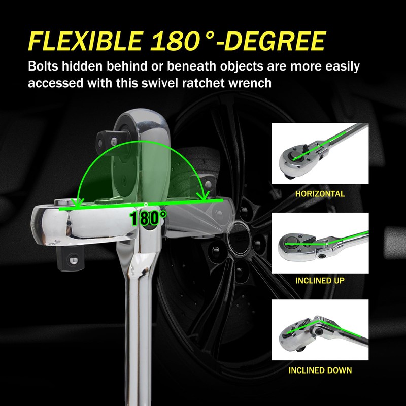 Yalblee 6-Piece Flex Head Ratchet Set, Swivel Head Ratchet Wrench