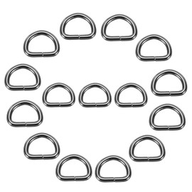 MECCANIXITY 15Pcs 1 x 0.8 Inch Metal D Rings, Black Welded Rings Buckles, Solid Hardware Bags Rings for Purse, Sewing Keychains Belts, Dog Collars, Backpack