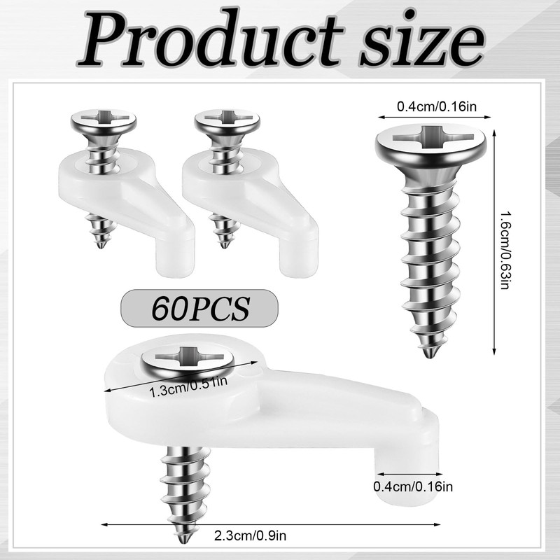 Weysat 60 Pcs Storm Window Clips with Screws Screen Clips