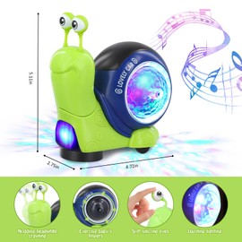 Crawling Snail Baby Toy, Electric Music Snail Walking Baby Toy, Light Interactive Walking Sensory Toys, Birthday Gifts for Kids, Electronics Pet Toys with Automatically Avoid Obstacles