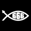 EvolveFISH 666 Devil Fish Weatherproof Vinyl Decal - [White][5"]