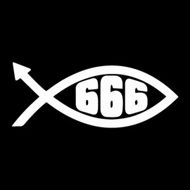 EvolveFISH 666 Devil Fish Weatherproof Vinyl Decal - [White][5"]