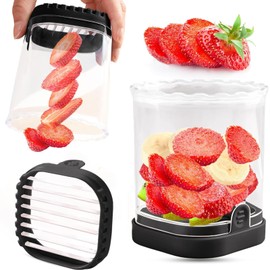 Stainless Steel Multi-Fruit Slicer Cup – 8-Blade Cutter for Strawberries, Bananas, Eggs with Push Plate