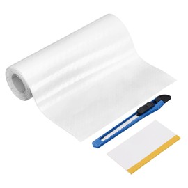 HARFINGTON 1 Set 6D Carbon Fiber Vinyl Wrap 3.94" x 5ft PVC Self-Adhesive Car Sticker Waterproof Wrap Roll for DIY Decor Automotive Exterior Interior Protection with Scraper Tool, White