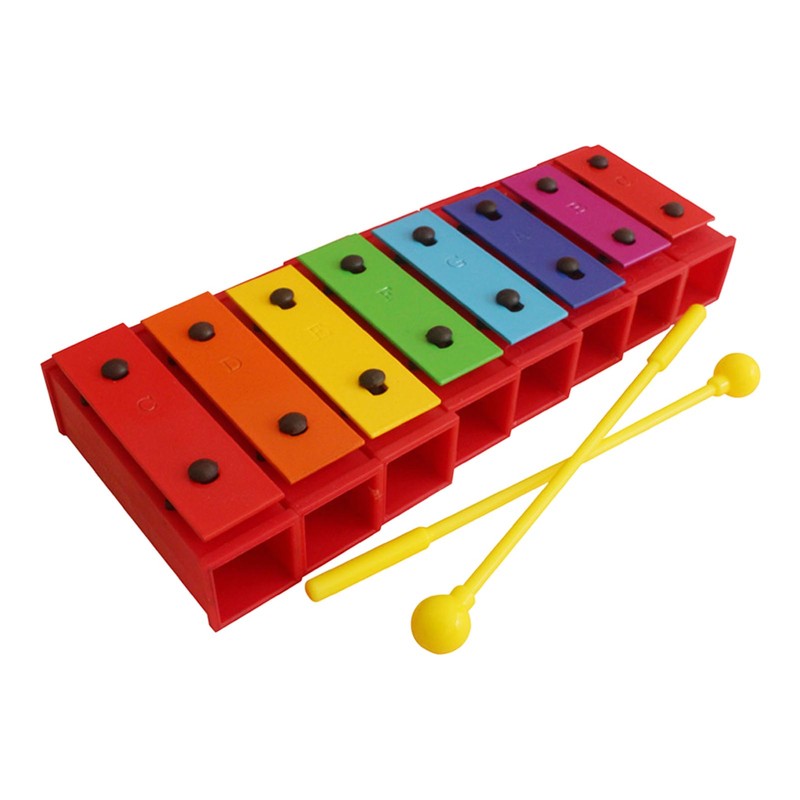 8 Notes Xylophone Colorful Educational Glockenspiel Xylophone Instrument with 2