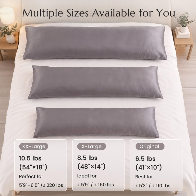 ZonLi Weighted Body Pillow 8.5 lbs, Cooling Bamboo Rayon Cover,