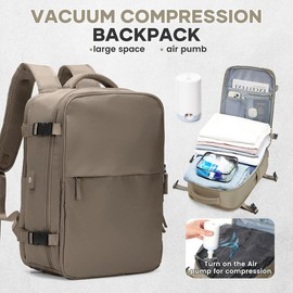 Vacuum Travel Backpack - Save 30% Space with Compression, Carry-On Size, Wet & Dry Separation:_Coffee（45*30*16cm）_Style - A