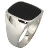 Solid Sterling Silver Signet Ring with Onyx, Silver