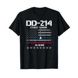DD-214 US Coast Guard Alumni Tee USCG American Flag Vintage T-Shirt