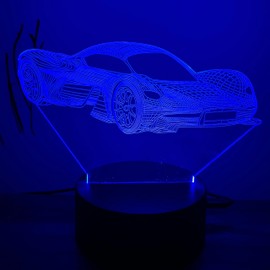 Paesteffe 3D LED Roadster Night Light for Child, Racing Car Illusion Lamp Bedroom Decorative Nightlight Unique Gift for Kids Room Desk