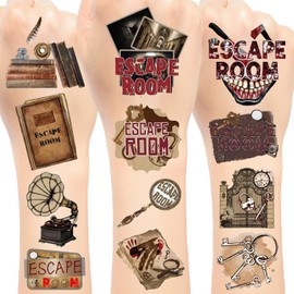 Pack of 96 Escape Room Temporary Tattoos Stickers, Escape Room Party Favors Escape Room Birthday Party Decorations Supplies Gifts for Boys Girls Classroom Rewards
