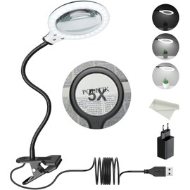 5 Fache Vergrößerung LED Lupenleuchte mit Klemm mit Smart Touch Dimmbaren Einstellungen für Handwerkliche Lesen Arbeit Nähen Hobbys Sehschwäche