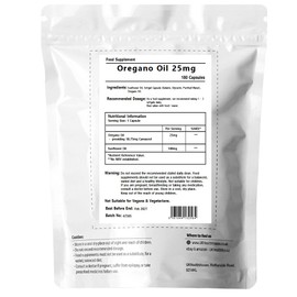 UKHealthHouse Oregano Oil 25mg Capsules Softgel | 18.75mg Carvacrol, Low Thymol | Cold-Pressed Essential Oregano Oil (Origanum Vulgare) | NO Additives (180 caps)