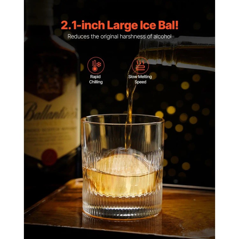 2.1\" Aviation Aluminum Cocktail Smoker Kit Ice Ball Press Maker