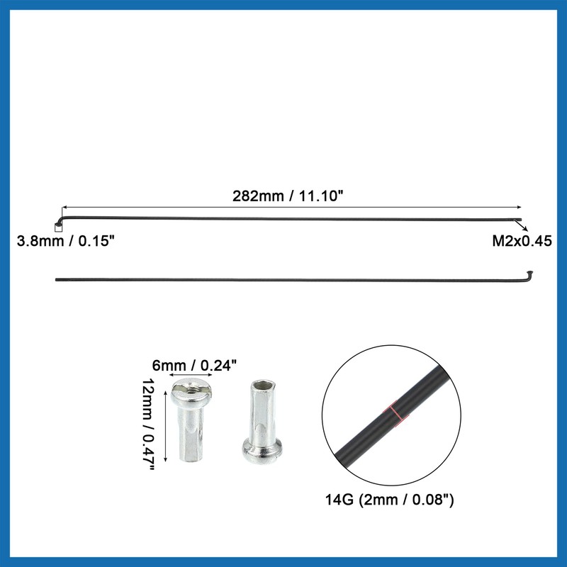 A ABSOPRO 12 Pcs 14G J Bend 282mm Bike Bicycle
