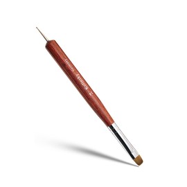 French Nail Brush -2 Way French Gel Acrylic Nail Art Brush with Dotting Manicure Tool for Manicure Cuticle Clean Up Nail Art Design- Professional Nail Salon Quality Brush, Nail Dotting Pen (Red, 14#)