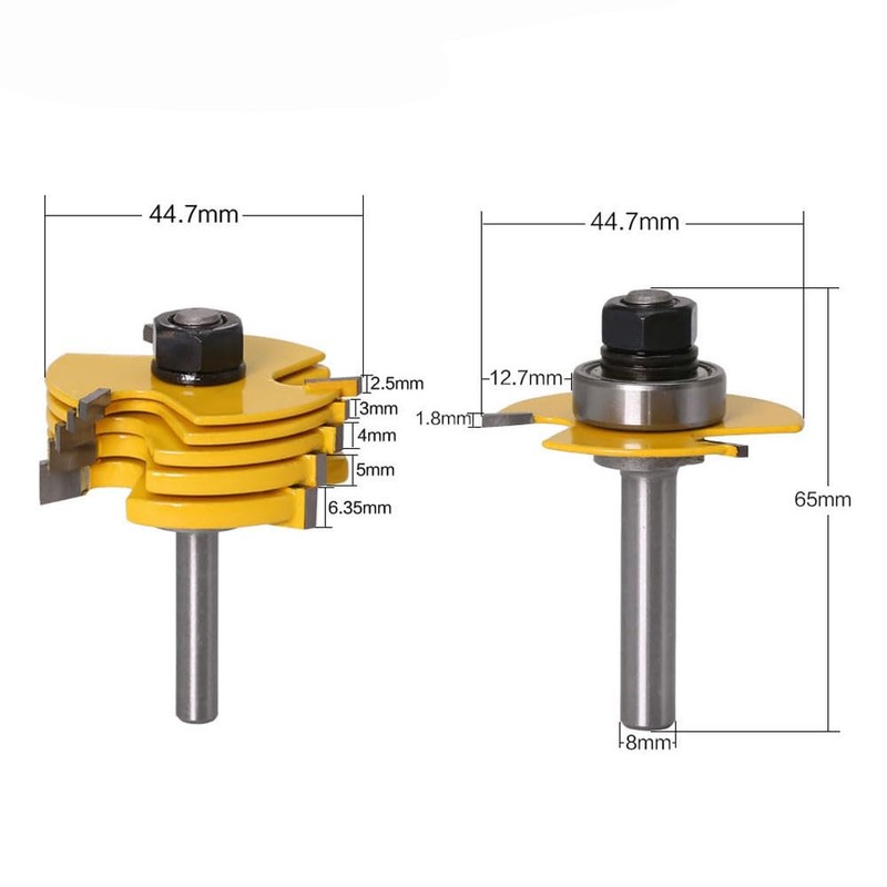 Bestgle 8mm Shank 6 Kerf Slot Router Bit Adjustable 3