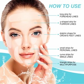 Facial Wrinkle Smoothing Patches, Anti Wrinkle Face Strips, Set of 160 pcs Reusable Face Tape for Reducing Forehead Eye,Mouth or Forehead Wrinkles - Wrinkle Patches for Face Overnight Prevention