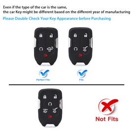 QBUC for GMC Key Fob Cover TPU Protector Case with Keychain for 2019-2022 Chevy Silverado GMC Sierra 1500 2500HD 3500HD Key Cover Smart Remote 5 Button(White)
