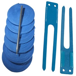 TOFL Baseball Glove Lace Kit | 6 Leather Glove Laces, a Lacing Needle, Set of Thumb & Pinky Straps | Heavy Duty Cowhide for Baseball & Softball Glove Relacing Kit | Blue