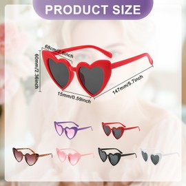 Bliceon 6 PCS Heart Shaped Sunglasses, Vintage Love Heart Glasses, Fancy Colorful Eyewear Swimming Music Festivals Party Sunglasses for Women Girls Kids