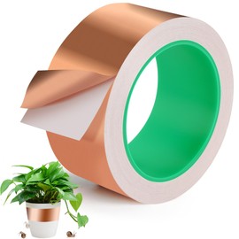 UPINS Copper Slug, 50 mm x 20 m Dual Conductive Copper Foil Slug Snail Barrier for Outdoor Indoor Guitar Emi Shielding Soldering Electrical Repairs Stained Glass