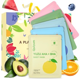 Quiyum Face Mask, Skincare Set of 25 with Vitamin C, Niacinamide, AHA, Hyaluronic Acid & Avocado for Radiance, Hydration & Pore Care, Pamper Care Package Gift for Women Teenage Girls Her