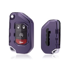 Xotic Tech Purple Black TPU Key Fob Shell Full Cover Case Compatible with Jeep Gladiator JT Sahara JLU Wrangler JL JLU Rubicon 2 3 4-Buttons Remote Control Key
