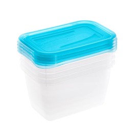 keeeper Frischhaltedosenset 4-teilig, 4 x 750 ml, 15,5 x 10,5 x 8,5 cm, Fredo Fresh, Blau Transparent