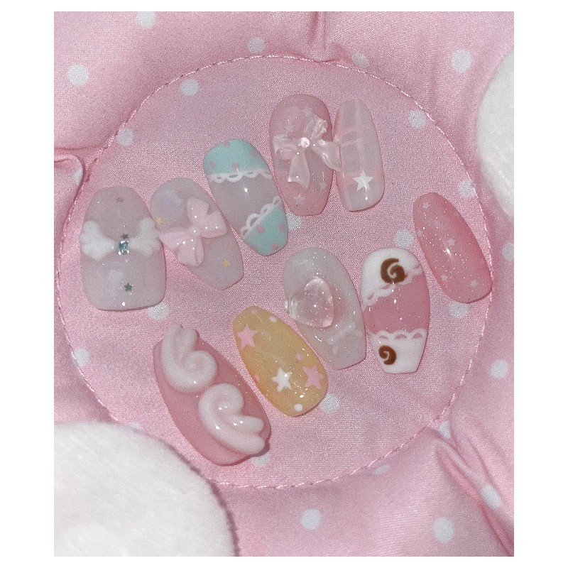 QT Garden Handmade Nail Tips - Long Oval / 큐티